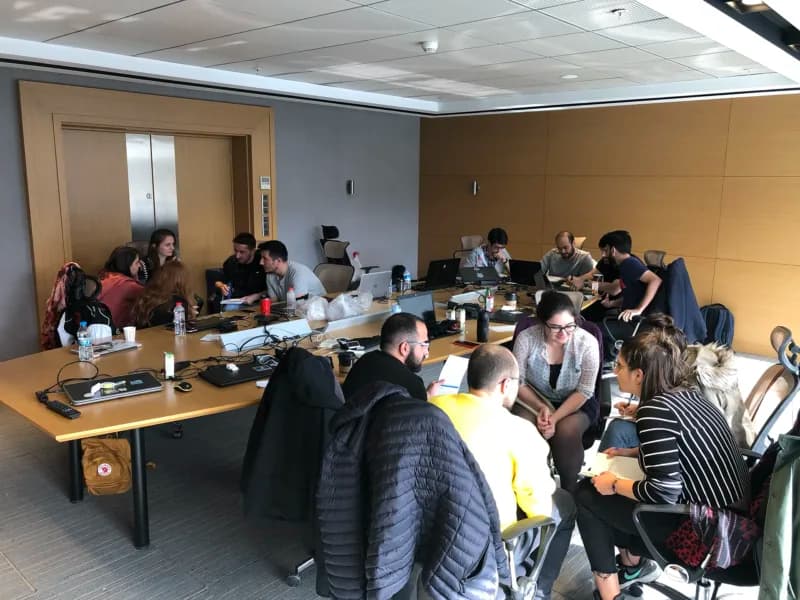Cyber Struggle participants working together during a group exercise