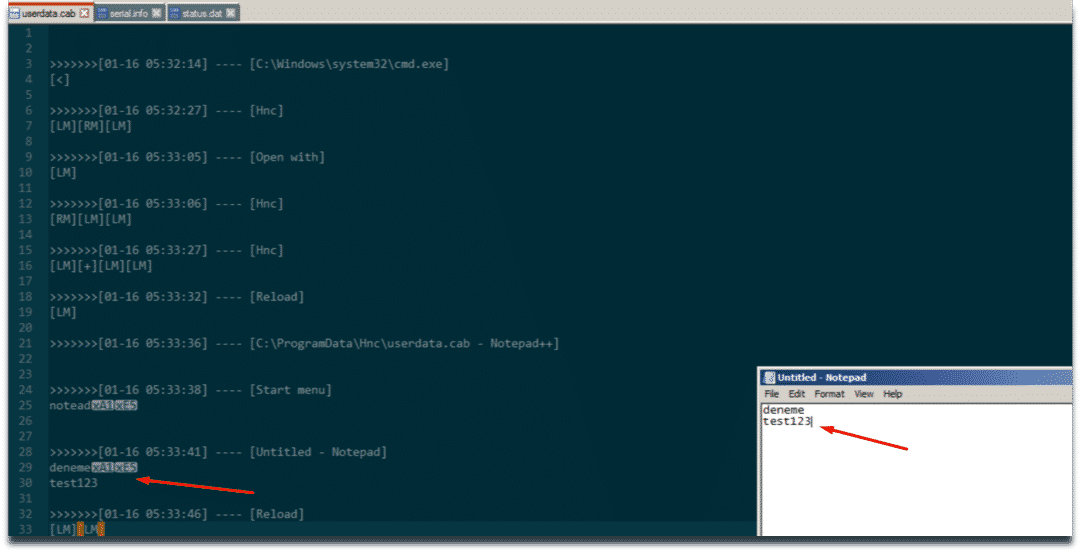 Malware Logging Keystrokes in Local File